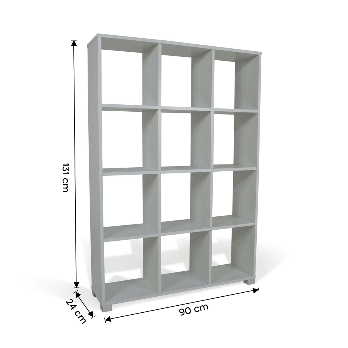 Art.111 Étagère Bibliothèque 12 Étagères de Rangement en Bois 90x24x131Hcm