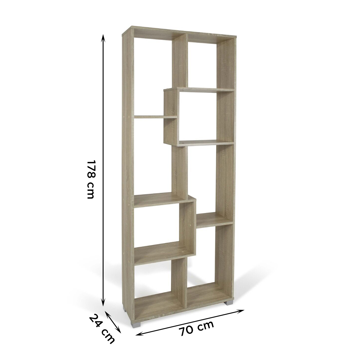 Bibliothèque en bois 8 étagères de rangement Art.114 70x24x178H