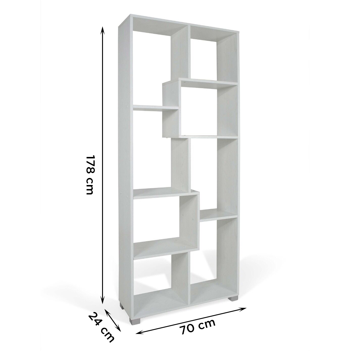 Bibliothèque en bois 8 étagères de rangement Art.114 70x24x178H