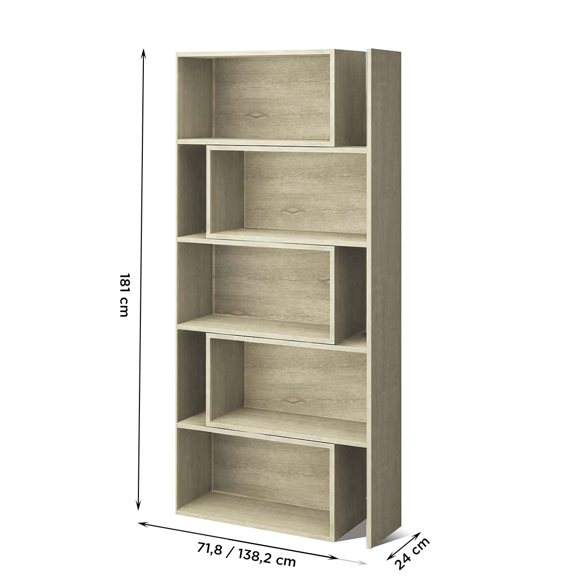 Art.CR16 Bibliothèque extensible 5 à 10 compartiments en bois 181H cm