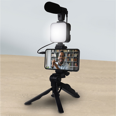 116317 Kitvidéo direct mini trépied avec microphone et lumière avec télécommande