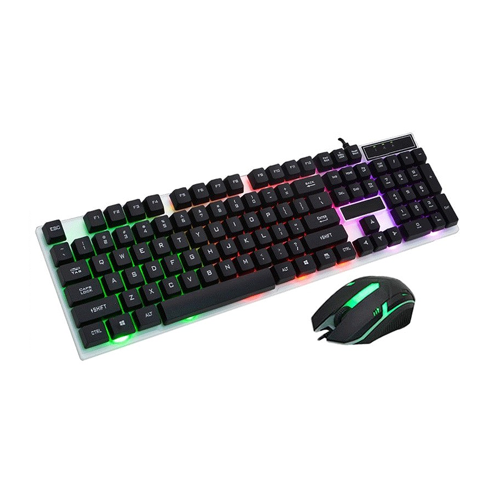 666422 Clavier souris USB RGB Gaming pour ordinateur LED arc-enciel rétroéclairé