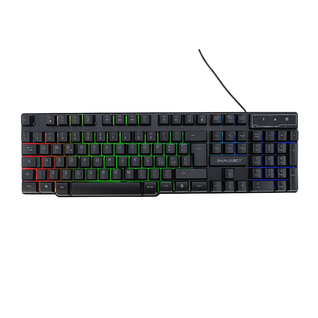666446 Clavier de jeu 4 en 1 avec éclairage RGB, casque, souris et pad