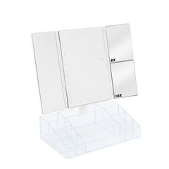 945126 Miroir rotatif avec lumières LED tactiles et organiseur de compartiments
