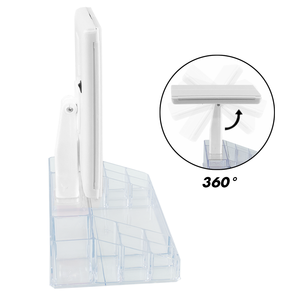 945126 Miroir rotatif avec lumières LED tactiles et organiseur de compartiments