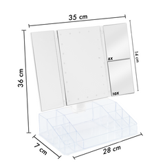 945126 Miroir rotatif avec lumières LED tactiles et organiseur de compartiments