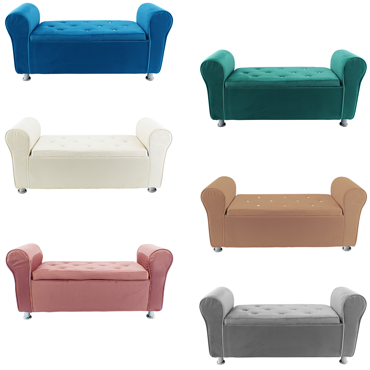 Banc coffre effet velours à paillettes 120x39x55 cm gain de place