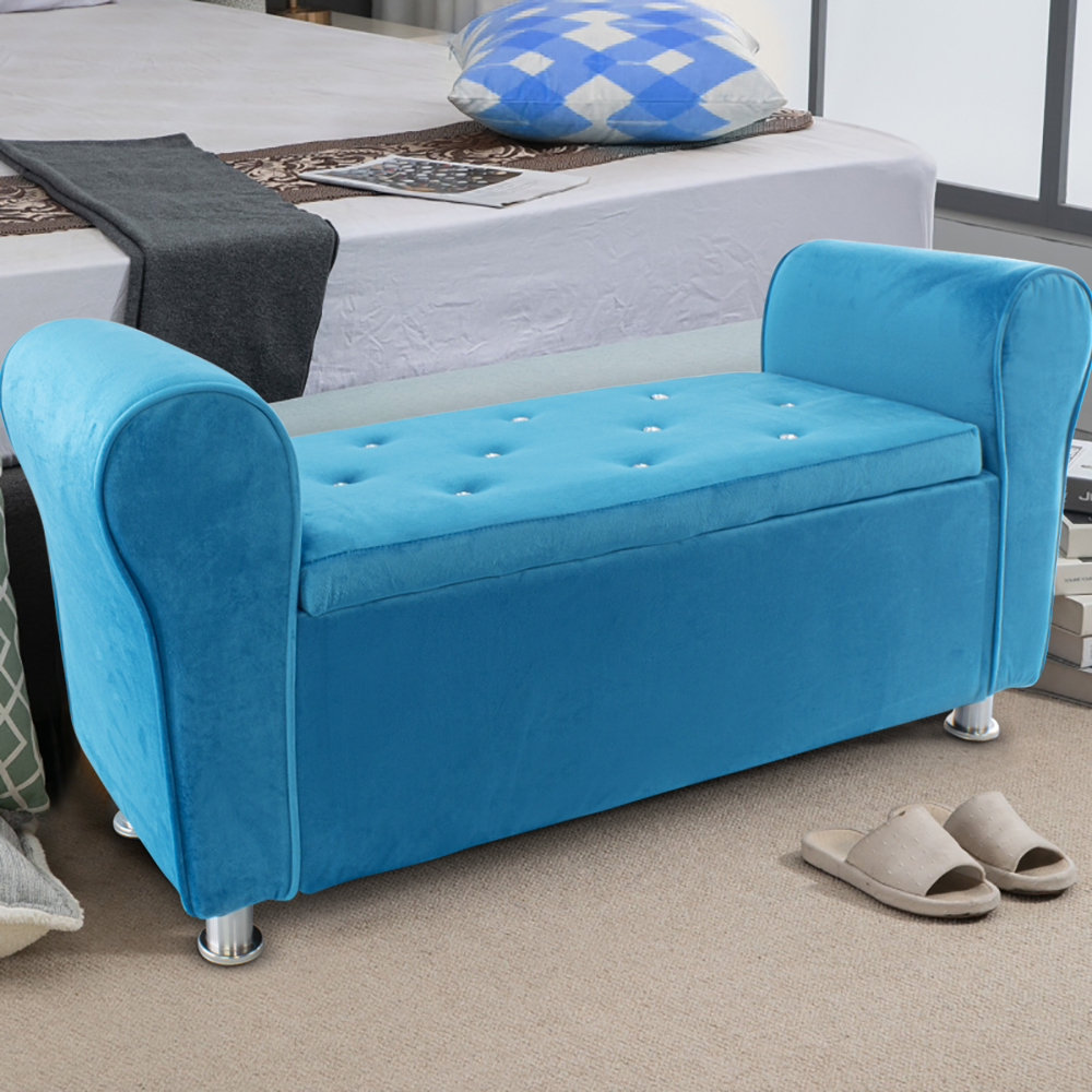 Banc coffre effet velours à paillettes 120x39x55 cm gain de place