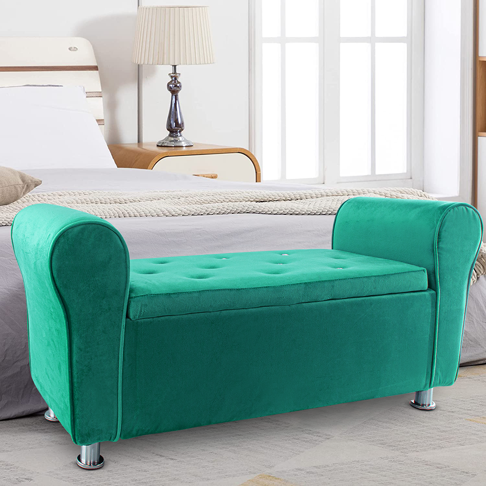 Banc coffre effet velours à paillettes 120x39x55 cm gain de place