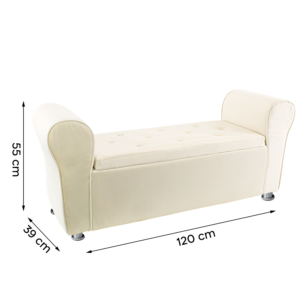 Banc coffre effet velours à paillettes 120x39x55 cm gain de place