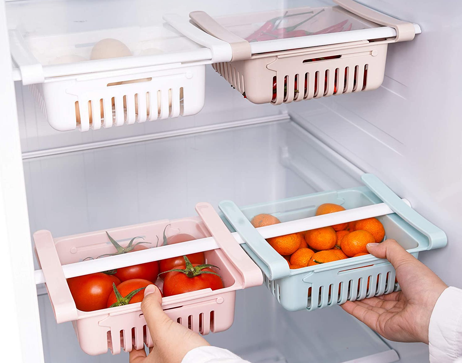 Ensemble 4 tiroirs de réfrigérateur 187325 Organisateur en plastique extensible