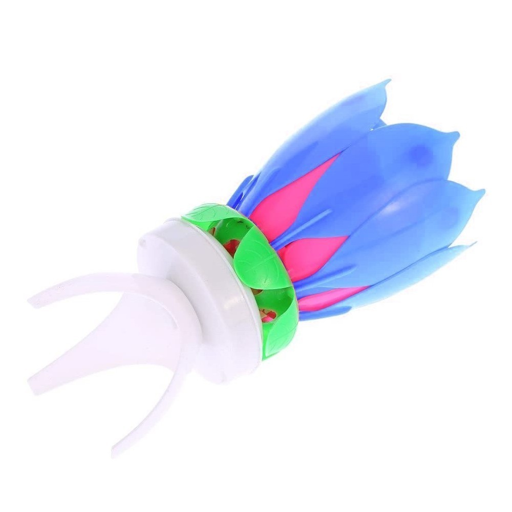456910 Pack 4 bougies musicales forme Fleur avec effets sonores et rotatifs BLEU
