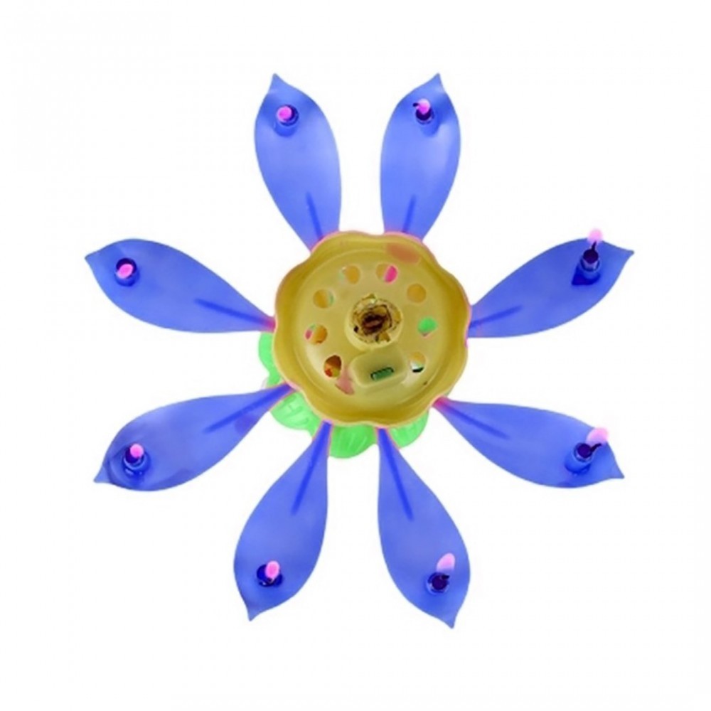 456910 Pack 4 bougies musicales forme Fleur avec effets sonores et rotatifs BLEU