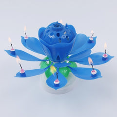456910 Pack 4 bougies musicales forme Fleur avec effets sonores et rotatifs BLEU