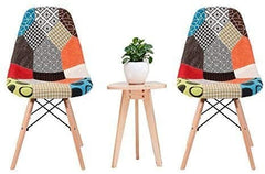 Lot de 4 chaises Fantasy en tissu patchwork 48x54x85cm avec pieds en bois