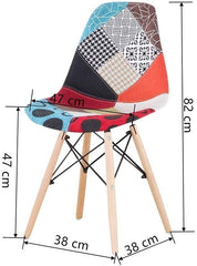 Lot de 4 chaises Fantasy en tissu patchwork 48x54x85cm avec pieds en bois