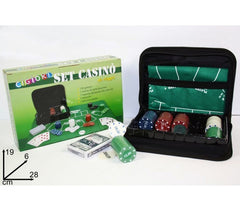 Set de poker articulé pour voyager 150 jetons 1 jeu de cartes et le tapis