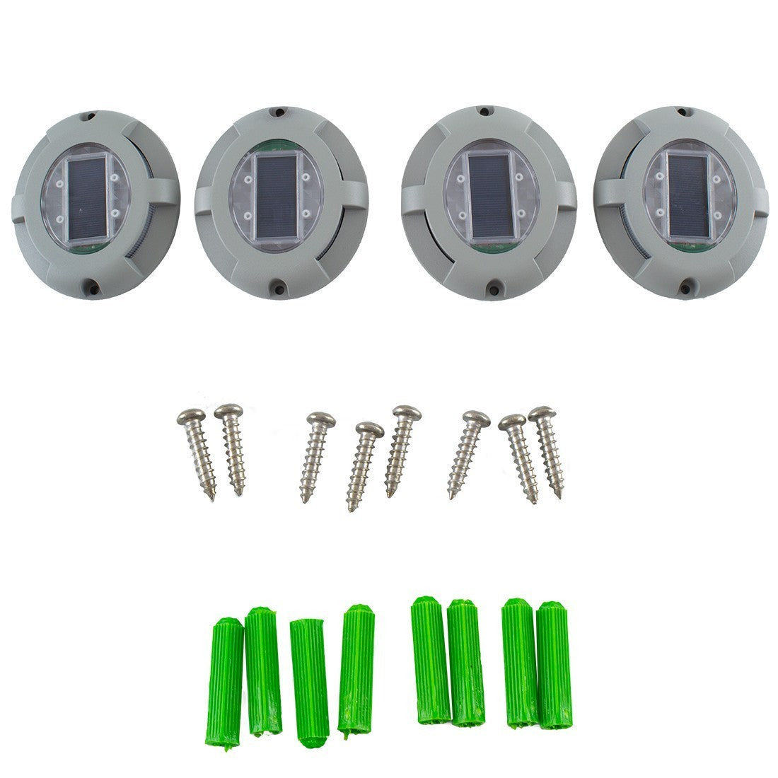 Set 4 Spots LED IP67 pour Lumière Froide Extérieure avec Panneau Solaire Intégré