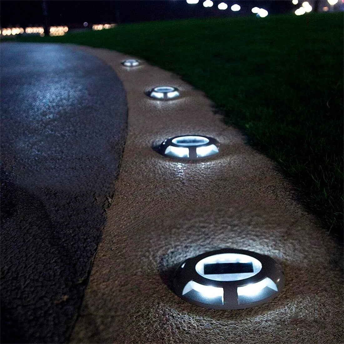 Set 4 Spots LED IP67 pour Lumière Froide Extérieure avec Panneau Solaire Intégré