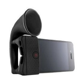 Haut Parleur pour iPhone 3G 3GS 4 4s en silicone noir en forme de corne 