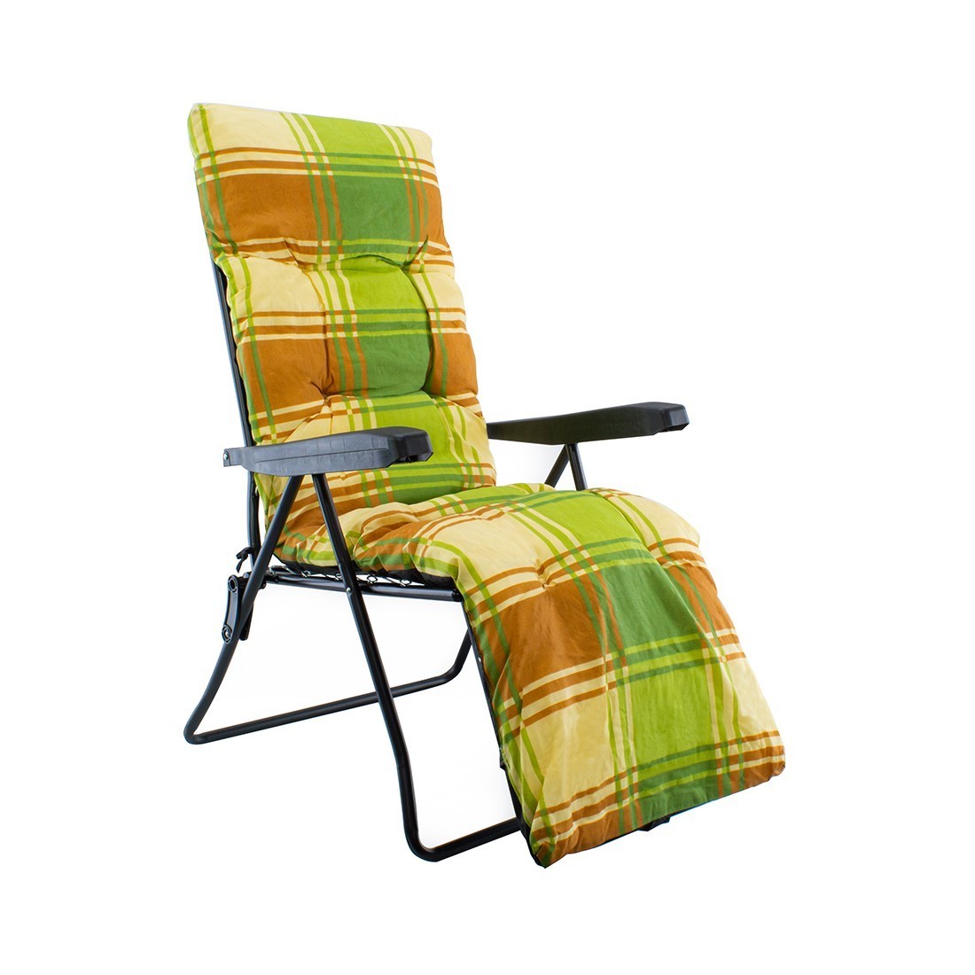 Chaise longue pliante ensoleillée avec dossier rembourré réglable repose-pieds