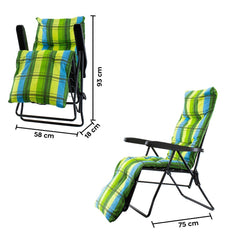 Chaise longue pliante ensoleillée avec dossier rembourré réglable repose-pieds