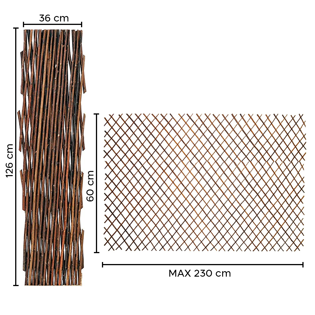Clôture en bois extensible de 36 a 230 cm treillis décoratif pour plantes