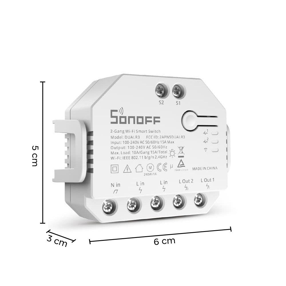 2pcs SONOFF DUAL MINI R3 2-Gang 2-Way Smart Light Switch
