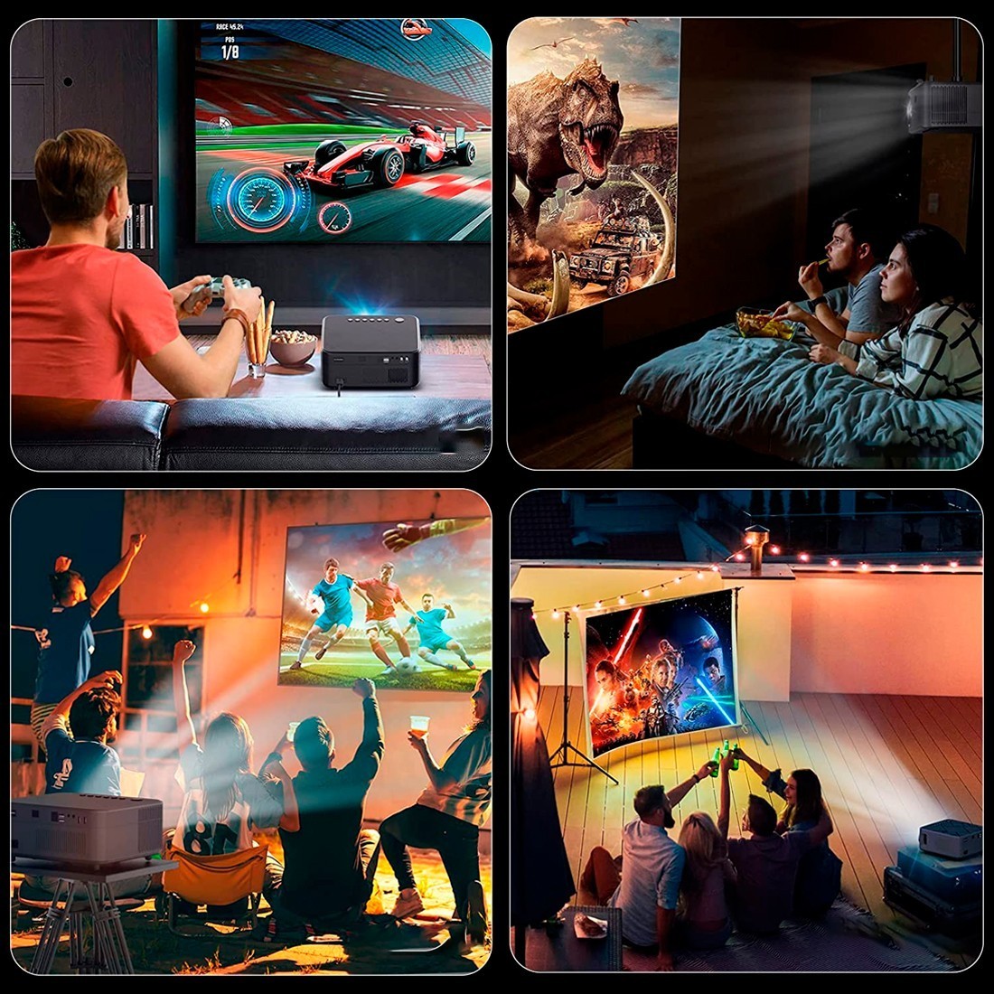 Projecteur vidéo portable haute définition 1080P HDMI Media Player HD