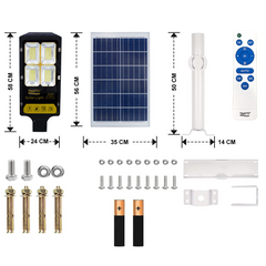 Panneau Solaire LED Réverbère 200W 360 Télécommande Lampe LED