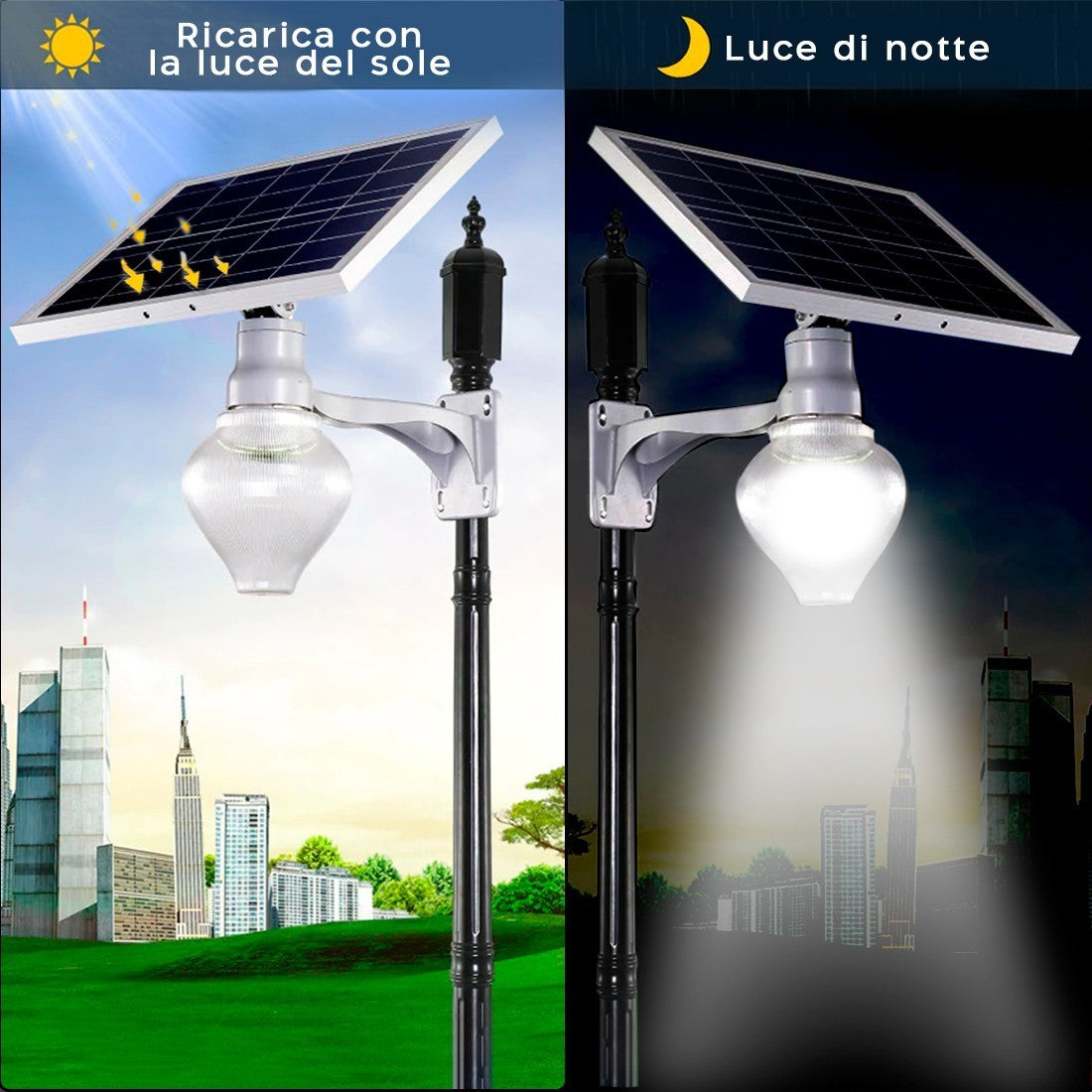 Lampe LED jardin et terrasse avec panneau commande à distance et protection IP65