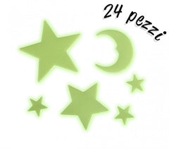 Pack de 24 pièces - étoiles, planètes et lune - adhésifs fluorescent -Decoration