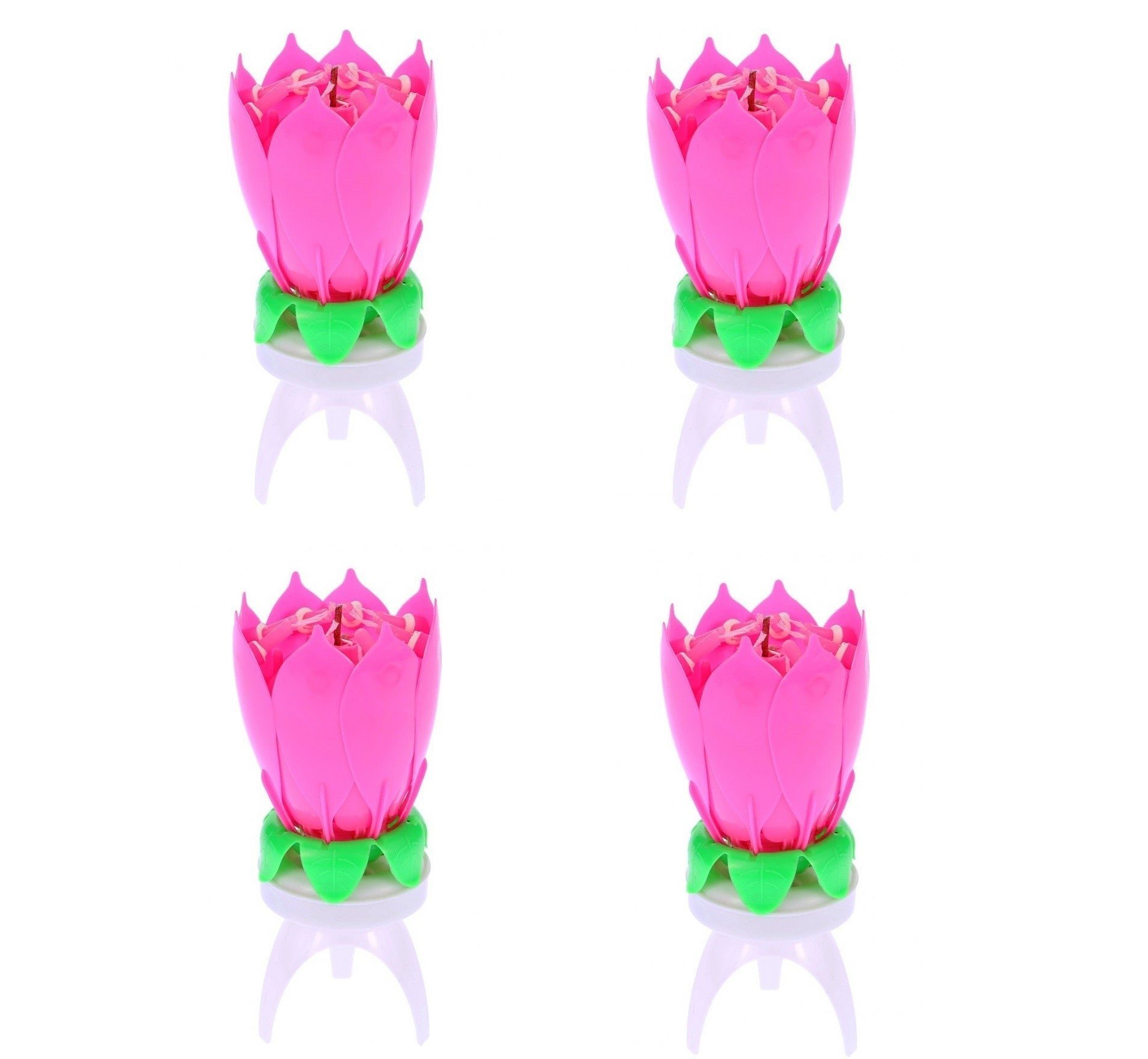 54544 Bougie musicale 4 pz en forme fleur avec effets sonores et rotatif ROSE