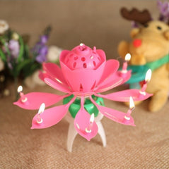 54544 Bougie musicale 2 pz en forme fleur avec effets sonores et rotatif ROSE
