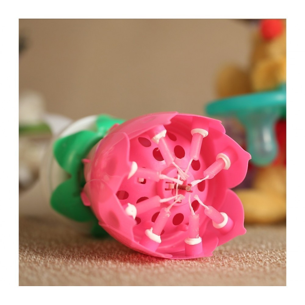 54544 Bougie musicale 2 pz en forme fleur avec effets sonores et rotatif ROSE