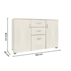 Buffet en bois avec 2 portes et 3 tiroirs 120x40x82cm pour salon et cuisine