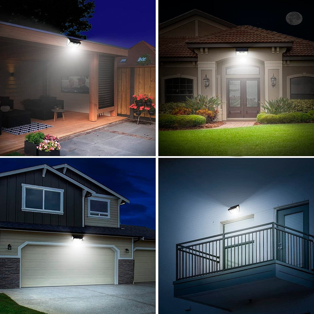 Lampe d'extérieur LED blanche avec panneau solaire et détecteur de mouvement