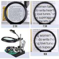 Loupe avec clip de fixation et base pour coldar avec lumières LED