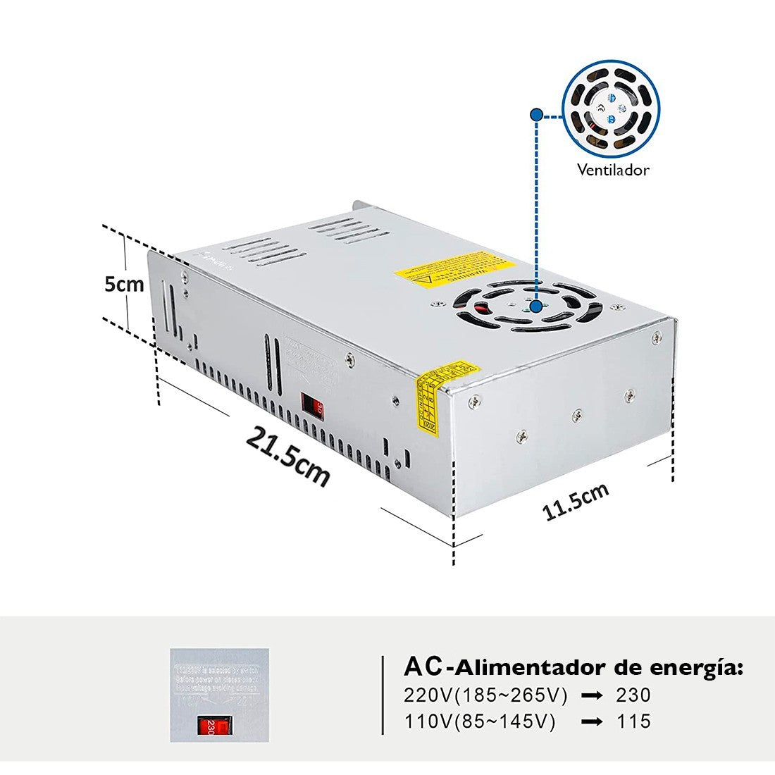 116597 Alimentation stabilisée 12V 40A 500W Transformateur de tension