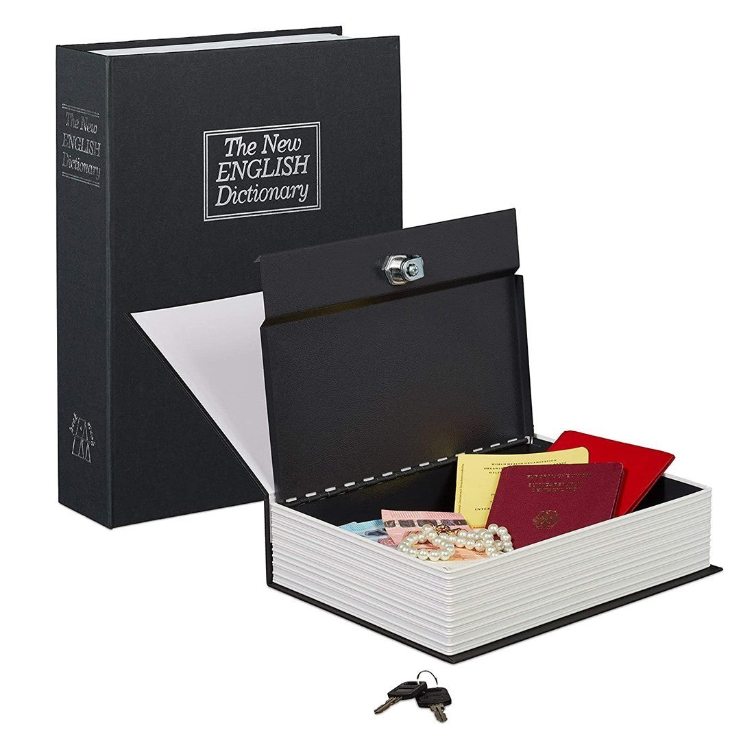 Coffre-fort en forme de livre 24x5,5x15,5 cm coffre-fort avec clés