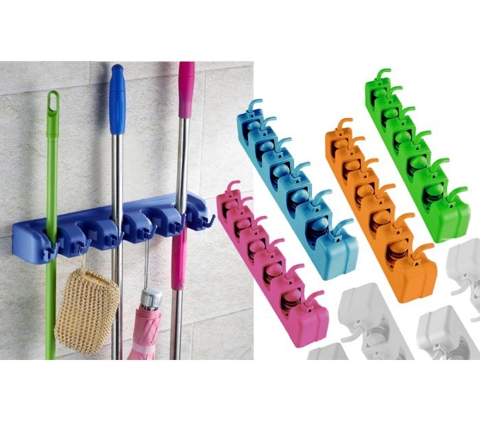 Support mural pour balais et ustensiles (pour 11 accessoires) - Gain de place