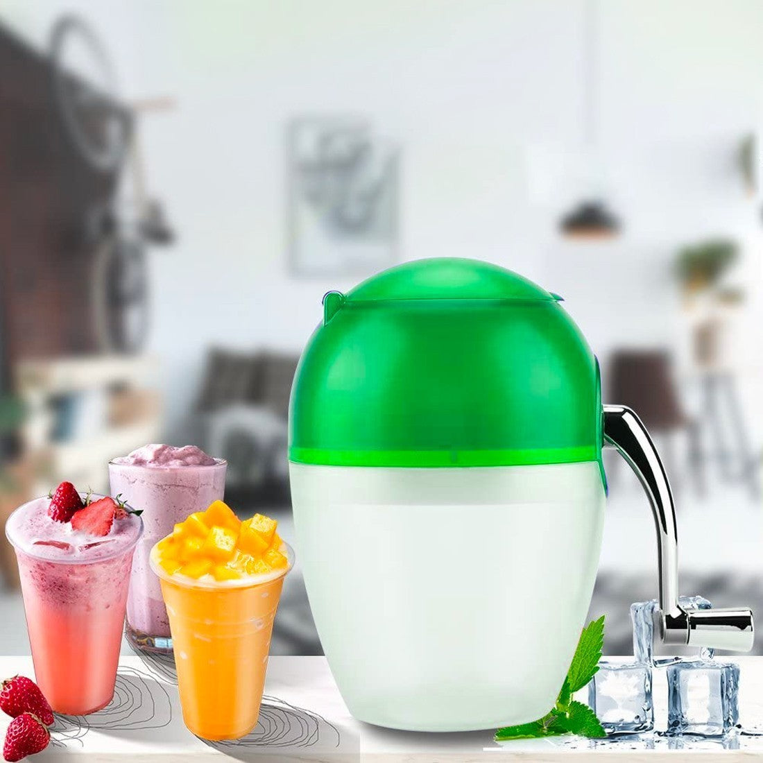 Broyeur manuel pour glace fruits et légumes 1L Broyeur à glace en plastique