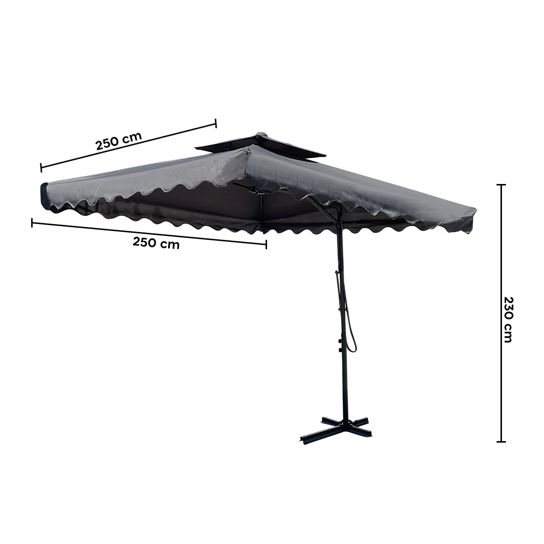 Parasol de jardin décentralisé tissu imperméable 2,5 m mât métallique 2,3 m