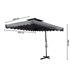 Parasol de jardin décentralisé tissu imperméable 2,5 m mât métallique 2,3 m