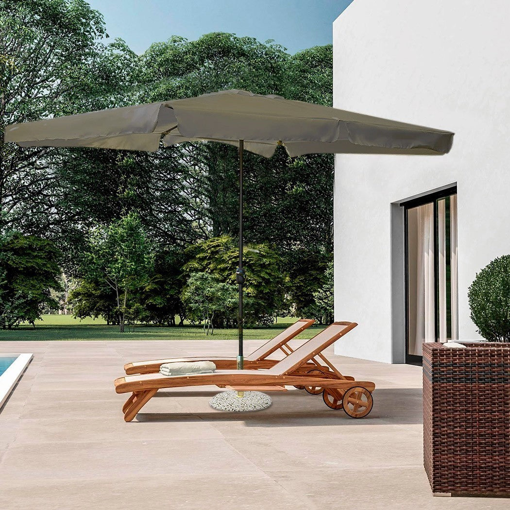 Parasol rectangulaire IMPERIA poteau central 6 Tiges 3x2mt GRIS Jardin