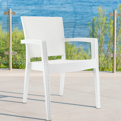 Set 2 Chaises NARCISO résine effet rotin avec accoudoirs empilable pour Outdoor