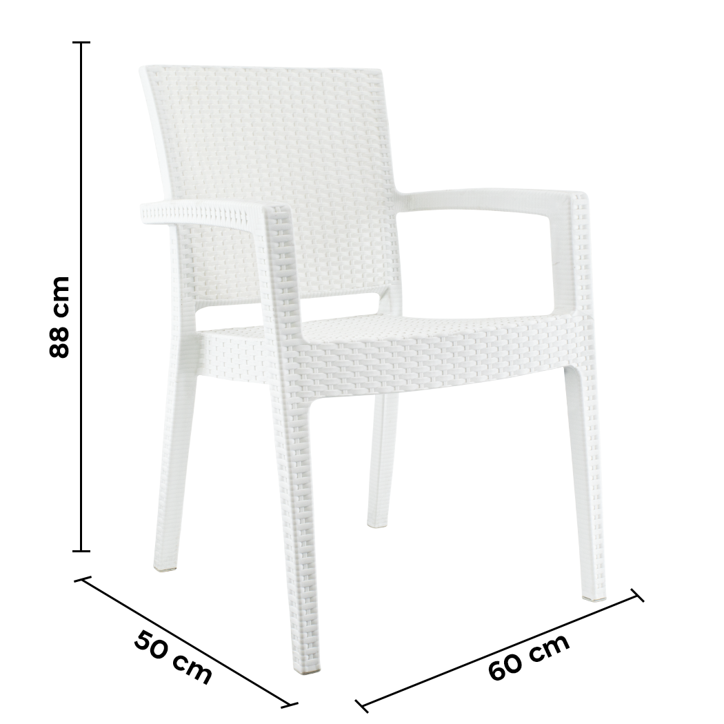 Set 2 Chaises NARCISO résine effet rotin avec accoudoirs empilable pour Outdoor