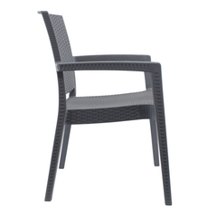 Set 2 Chaises NARCISO résine effet rotin avec accoudoirs empilable pour Outdoor
