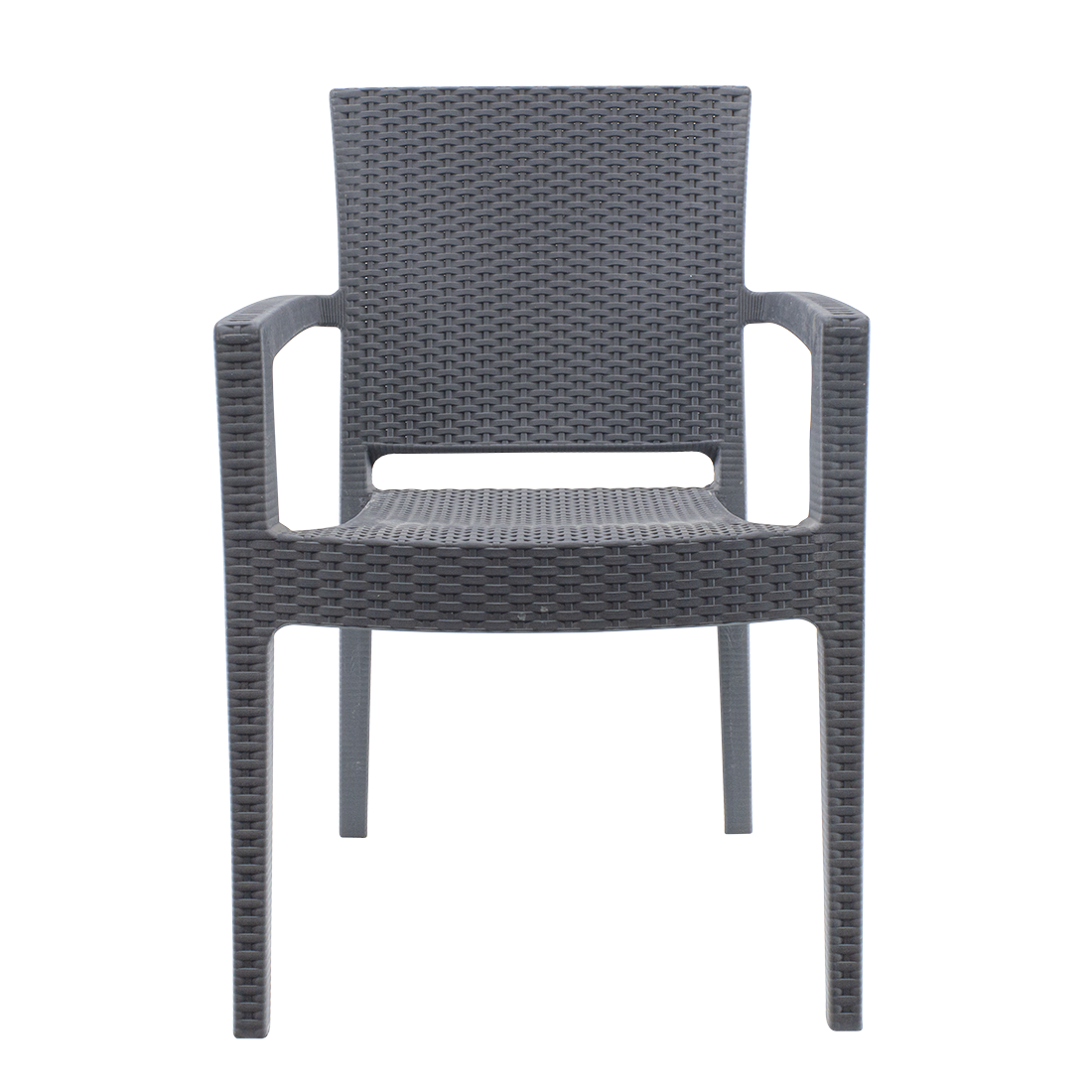 Set 2 Chaises NARCISO résine effet rotin avec accoudoirs empilable pour Outdoor