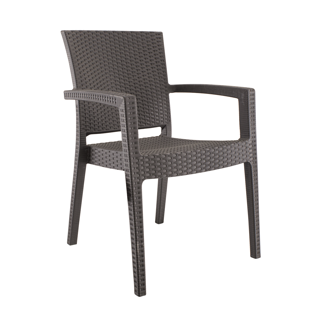 Set 2 Chaises NARCISO résine effet rotin avec accoudoirs empilable pour Outdoor